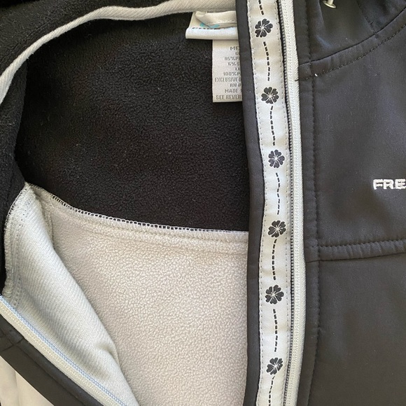 Free Country Jacket Adult Medium Black / Gray Hooded Zip Lined Soft Shell - Picture 7 of 10